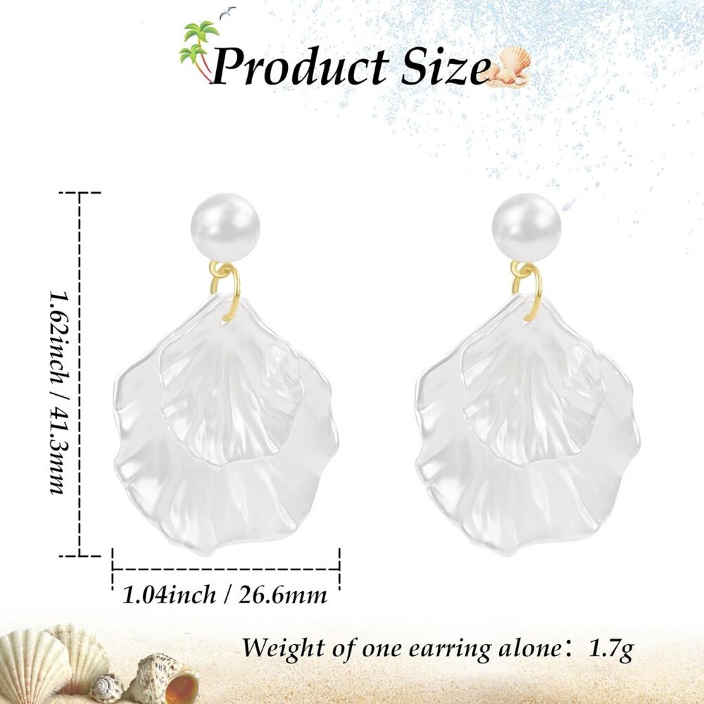 Women's Shell Pearl Earring Silver Bow Drop Jewelry Freshwater Pearl Bridal - Picture 6 of 6